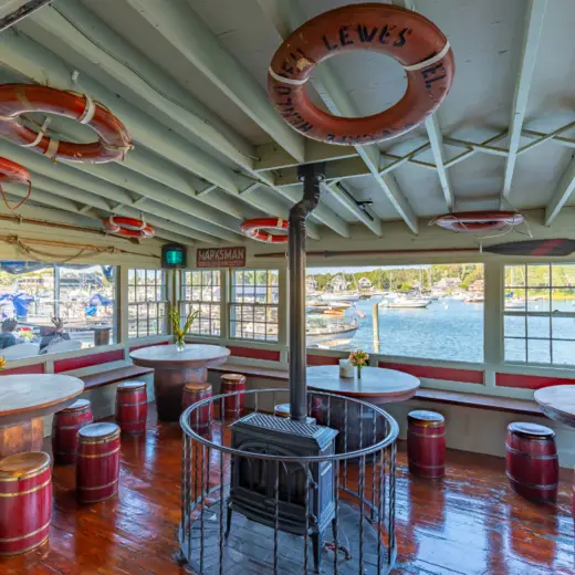 Waterside lounge with life rings