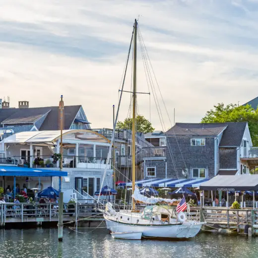Sailboat moored in the harbor