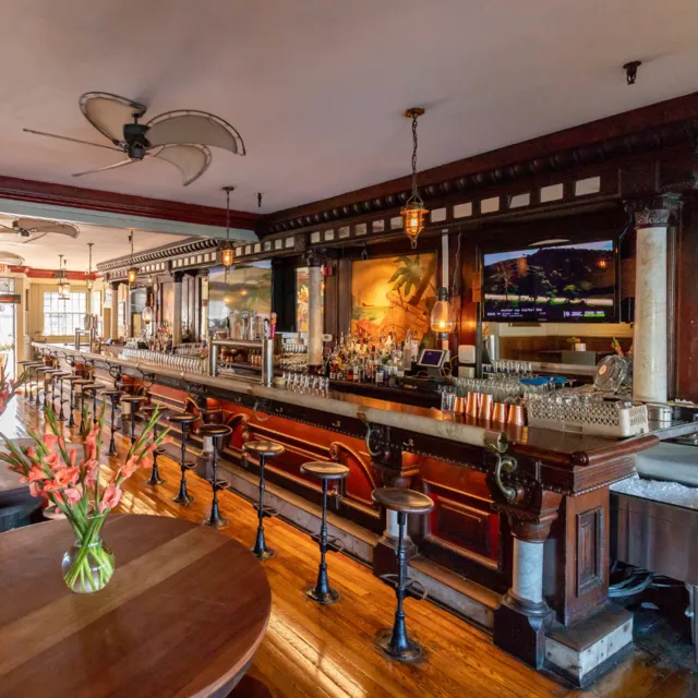 The 40 foot mahogany bar